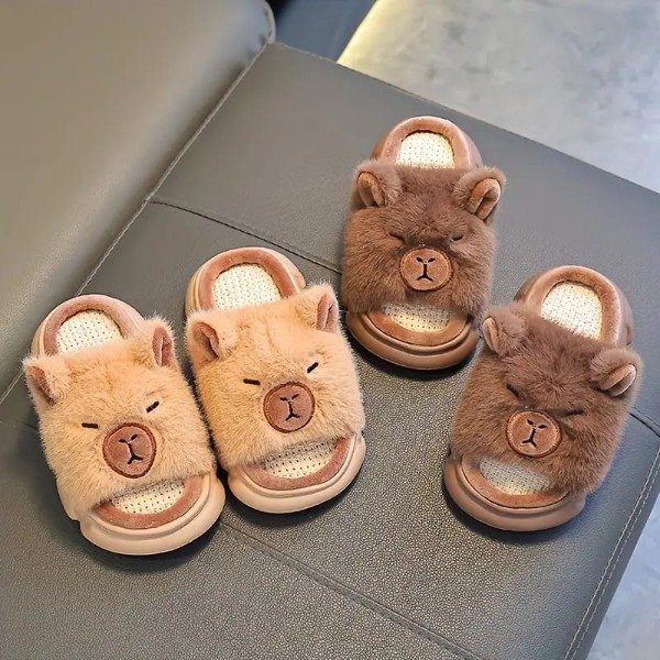 Producto - Pantuflas Capibara Peluche Abierta Niños