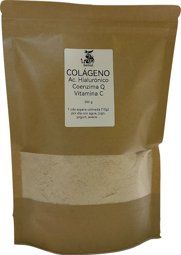Producto - Colágeno, Ac. Hialurónico, CoQ, Vit C. 300g para un mes.