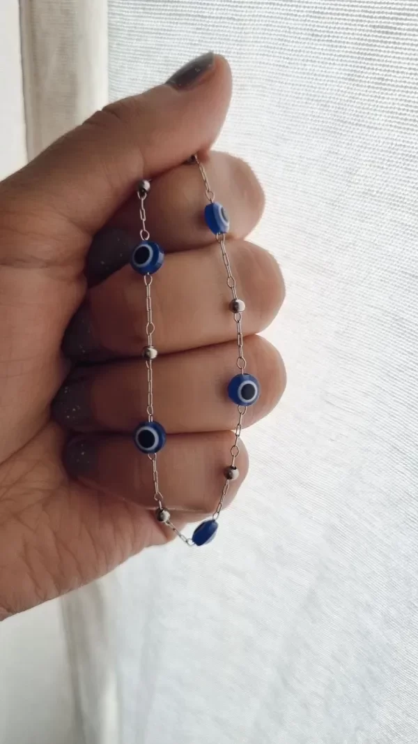 Producto - Pulsera bolitas y ojo turco azul aaq