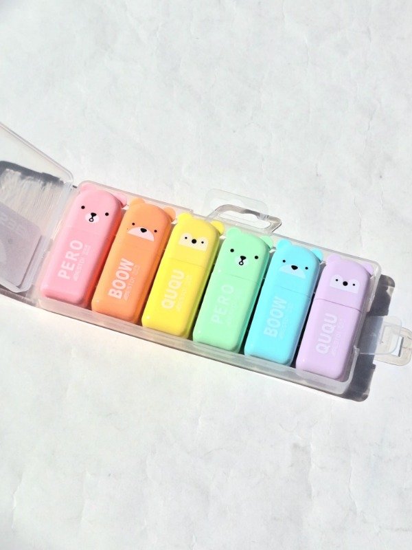 Producto - Resaltadores Mini Ositos Set x 6 U Pastel