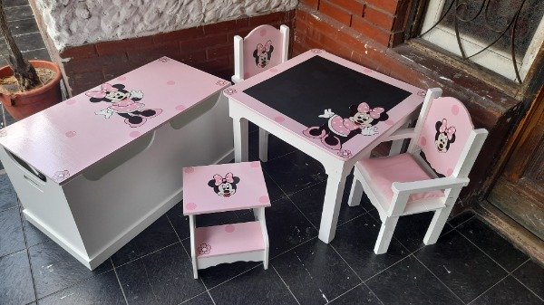 Producto - JUEGO DE MESA GUARDAUTILES SILLA  APOYABRAZOS BAUL 80cm ESCALERA - 1