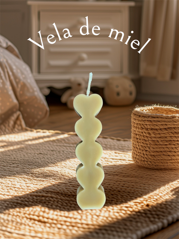 Producto - Vela de cera de abejas -corazoncitos-