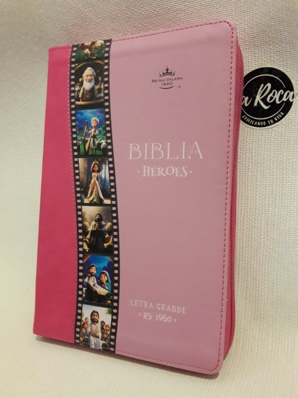 Producto - Biblia Héroes Imitación Piel Rosa/Rosa Con Cierre