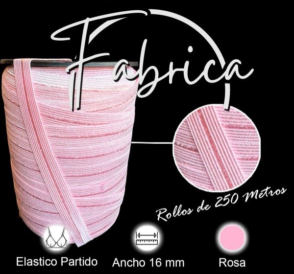 Producto - Envivado o Elástico Partido Rosa 16mm (rollo)