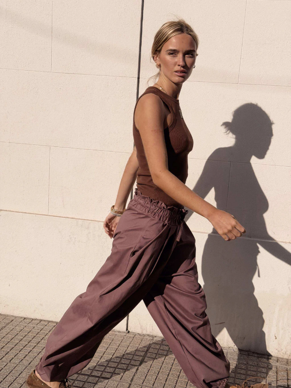 Producto - FOLD WAIST PANTS BROWN - 4