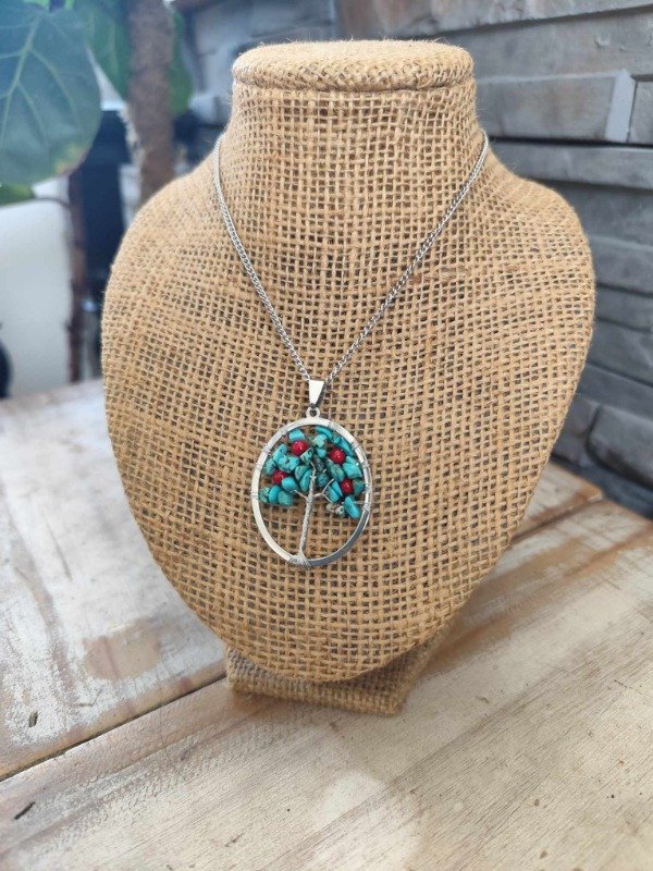 Producto - Collar árbol de la vida ovalado. Modelo 2. Acero quirúrgico.