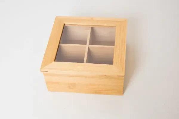 Producto - Caja De Té De Bambú Con Visor 4 Compartimentos Imantado - 4