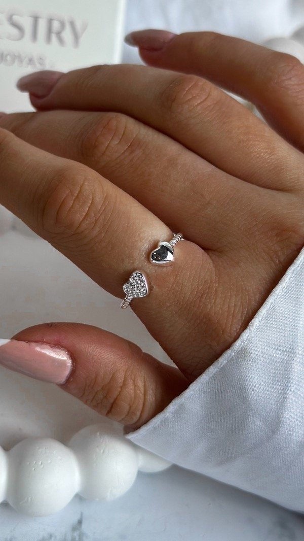 Producto - Anillo abierto doble corazón