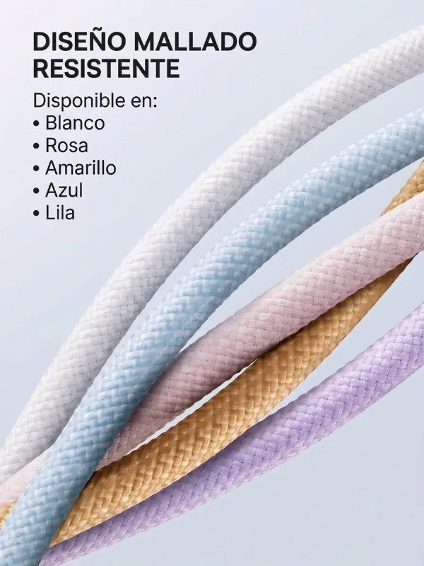 Producto - Cable para Iphone 16 USB c a USB c Mallado SX 120 Lila - 3