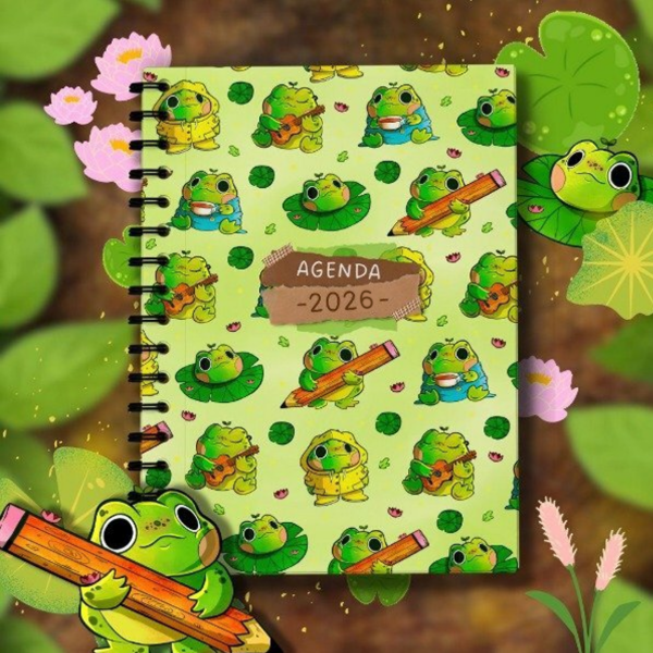 Producto - Agenda Perpetua 2026 Ilustrada 'Ranita Pattern'