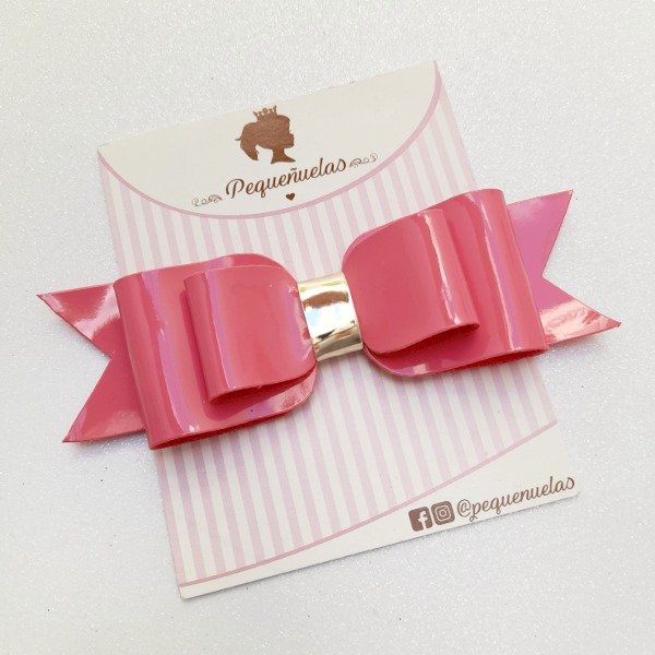 Moño milena rosa fuerte charol