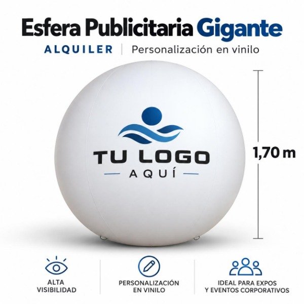 Producto - ALQUILER ESFERA PUBLICITARIA GIGANTE 1,70 M PERSONALIZADA