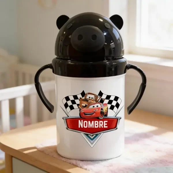 Producto - Botella Jarro Antivuelco Infantil Cars Autos Personalizado