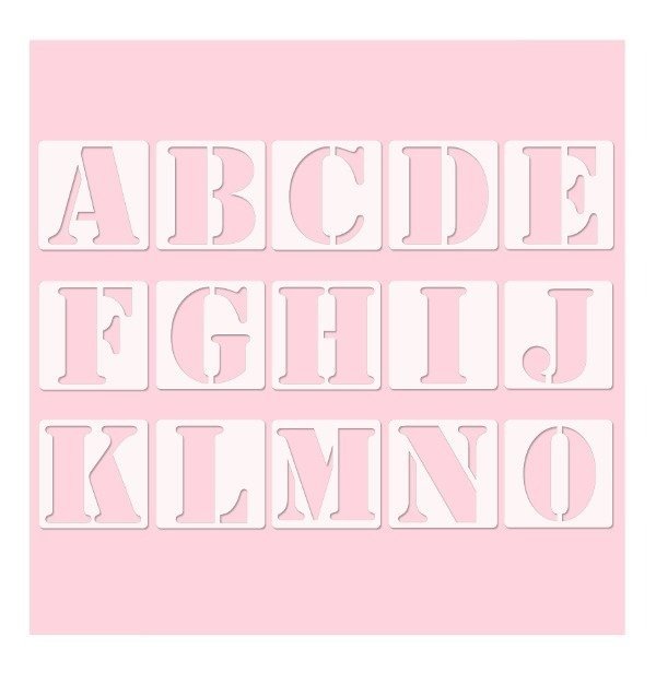 Producto - Stencil Plantilla Abecedario 6x6 Cm 30 Letras + Signos Deco -ei