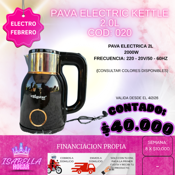 Producto - PAVA ELECTRIC KETTLE 2.0L - COD:020