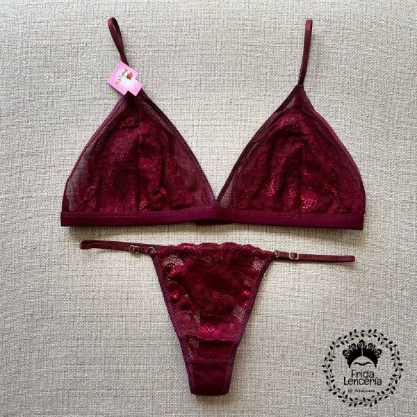 Producto - Yneca Conjunto encaje Bordo
