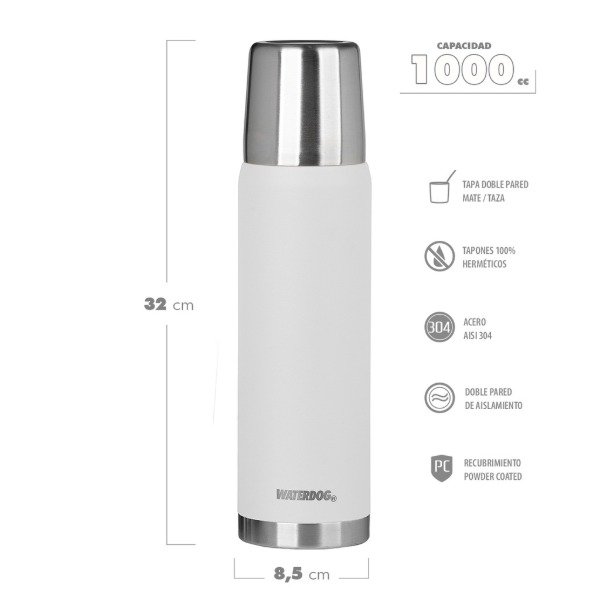 Producto - TERMOS WATERDOG OBUS 1LT BLANCO