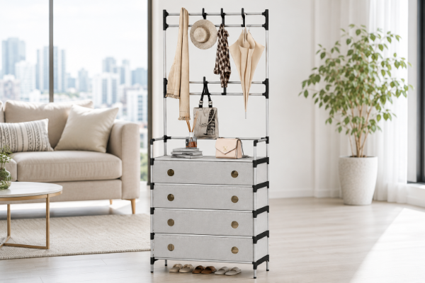 Producto - Organizador Zapatero Perchero Con 4 Cajoneras Flexible