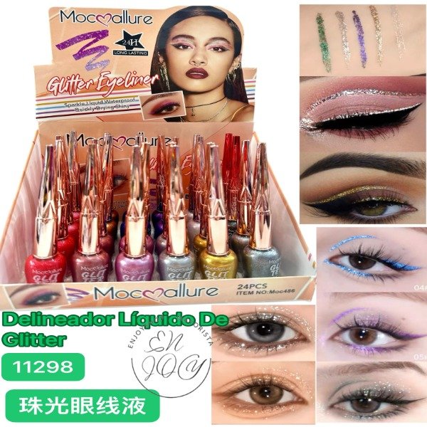 Producto - CAJA X24 Delineador De Ojos Liquido Con Glitter Colores 11298