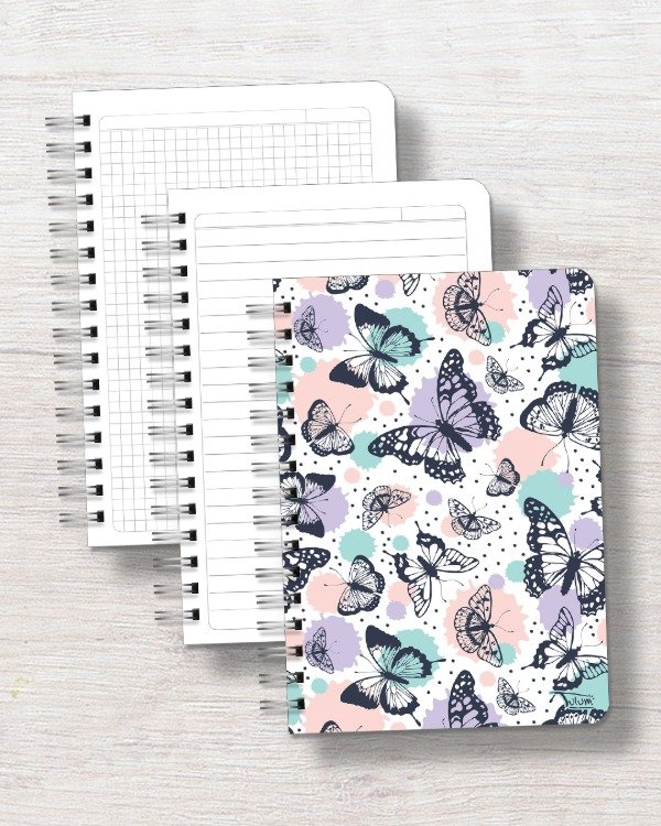 Producto - Cuaderno A5 tapa rígida plástica 120h dis. butterflies