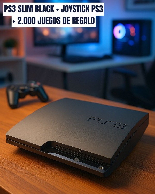 Producto - Sony PlayStation 3 Slim Black + Joystick Ps3 + 2000 Juegos
