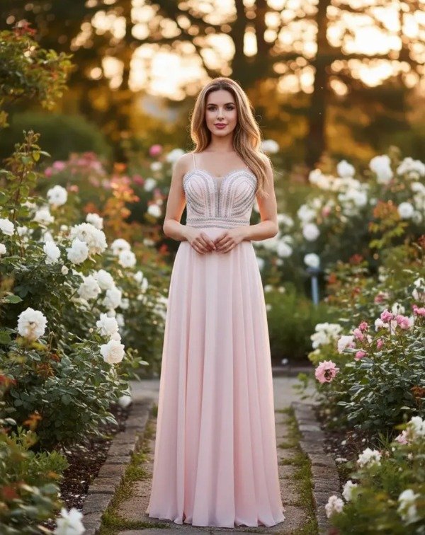 Vestido de ensueño con escote corazón y brillo — imagen 5