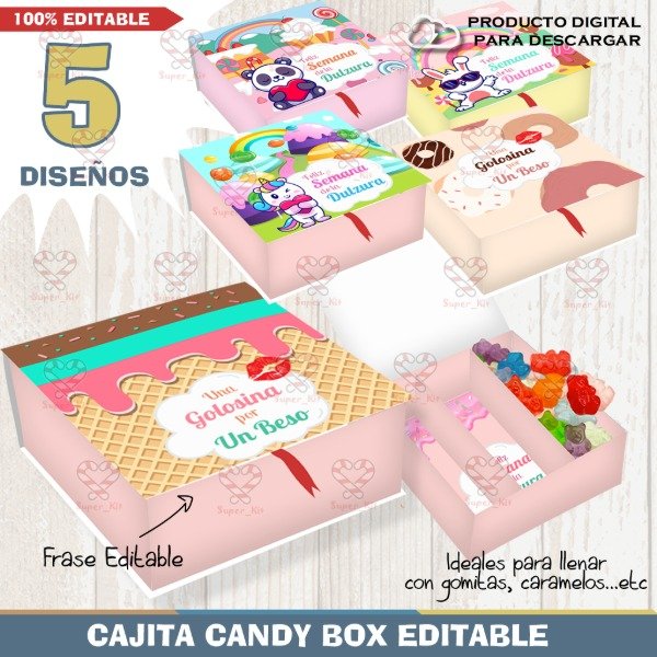 Producto - Kit Imprimible Semana de la Dulzura Caja Candy Box Editable
