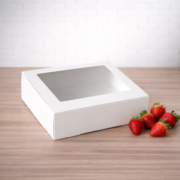Producto - Box multiuso blanca con visor 20x30x6 - ideal para petit fours - 0
