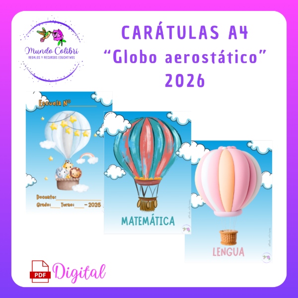 Producto - Carátulas A4 "Globo aerostático" (Archivo Digital)