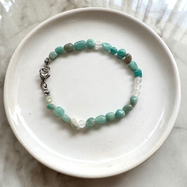 Producto - Pulsera de cierre Cuarzo Rosa y Amazonita