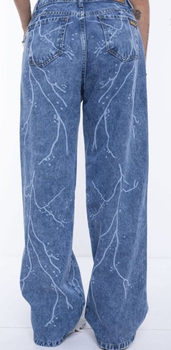 Producto - Jeans wide leg estampado de rayos - 1
