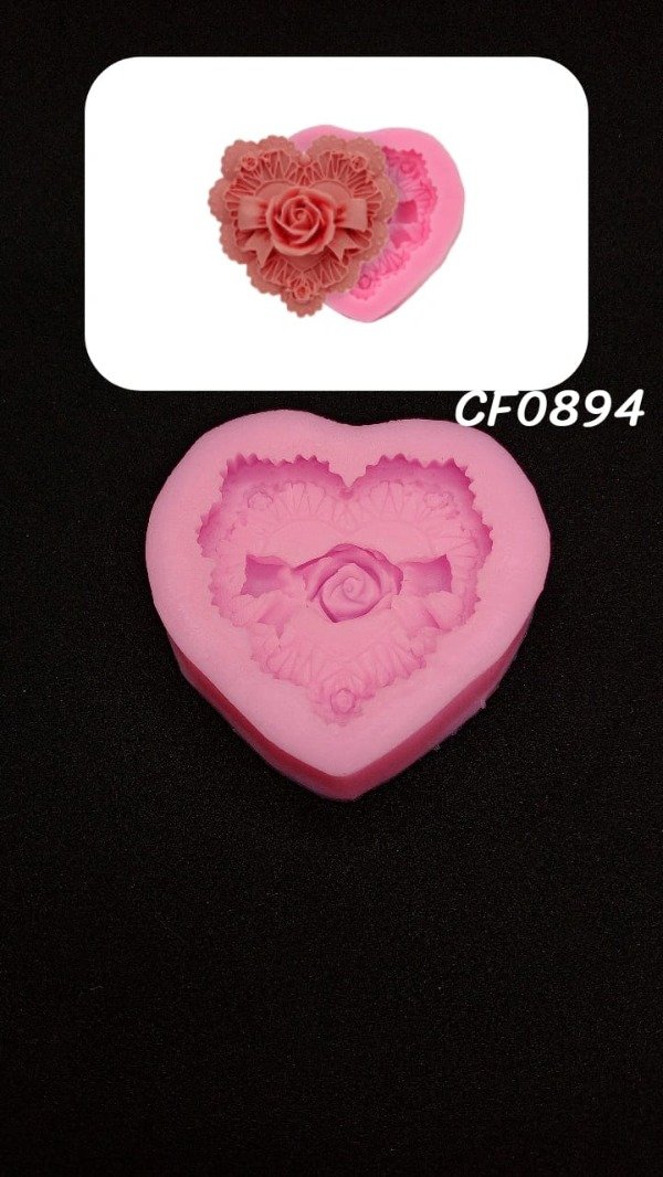 Producto - CORAZON CON MOÑO Y ROSA  CF0894