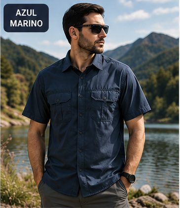 Camisa Trekking Mangas Cortas Elt 3741 Azul Marino — imagen 2