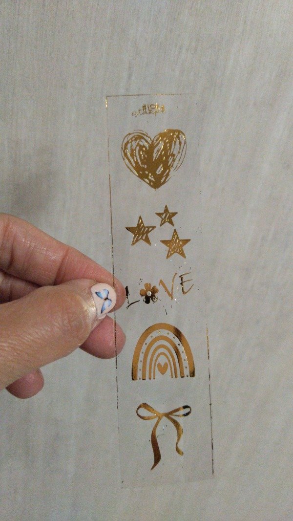 Producto - Estampa SHINE Acetato 3,5x14,5cm Love #1 Oro