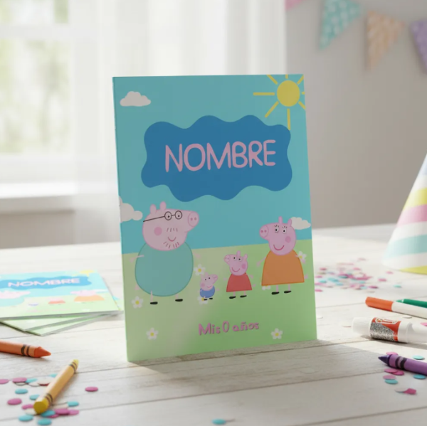Producto - Libro Editable para Pintar Imprimible de Peppa Pig Familia