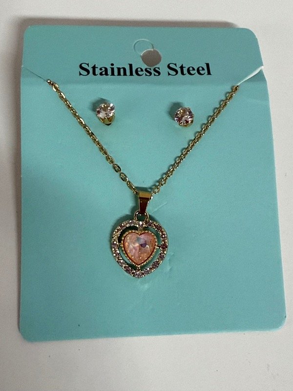 Producto - CD122 Conjunto acero dorado collar + aros