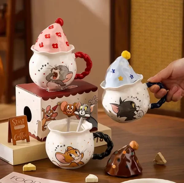Producto - TAZA CERAMICA CON GORRO GATO Y RATON
