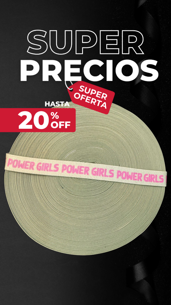 Producto - Elástico 20mm Power Girls Fondo Verde Letras Rosa