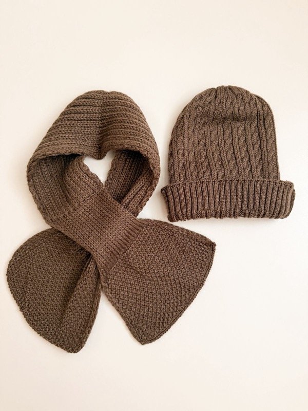 Producto - Gorrito espiga + bufanda vison