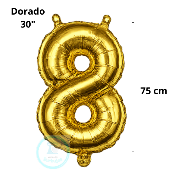 Producto - Globo N. 8 Metalizado 30" (75 cm) DORADO x1