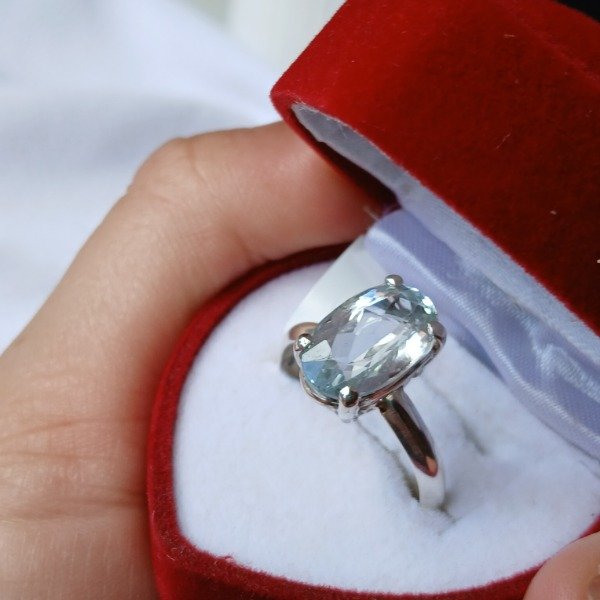 Producto - Anillo Plata 925 con topacio celeste - Talle 21