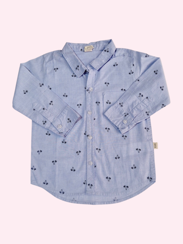 Producto - Camisa manga larga azul jaspeado con palmeras Cheeky 12/18 meses