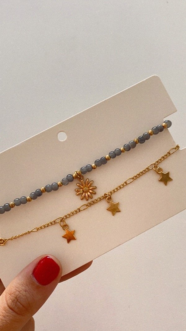 Producto - Set x 2 tobilleras Infinita. Estrellas