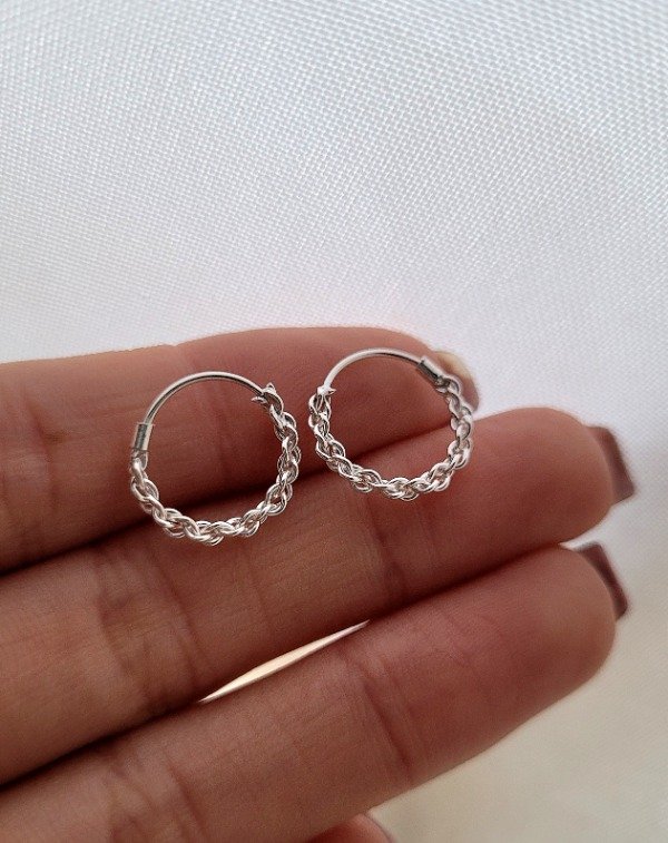 Producto - Argollitas trenzadas 1,4 cm Plata 925