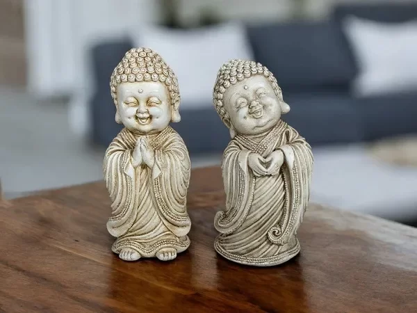 Producto - IMAGEN BUDA BEBE TUNICA DECORADA CORAZON / REZANDO 21CM YESO EXTRA DURO