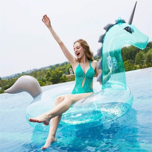 Producto - Inflable Unicornio Transparente Glitter 1.2m x 0.6m - 2