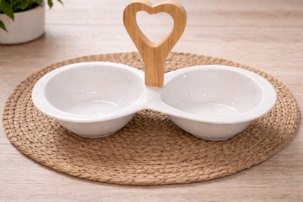Producto - Bowl Doble de Cerámica con Asa de Bambú