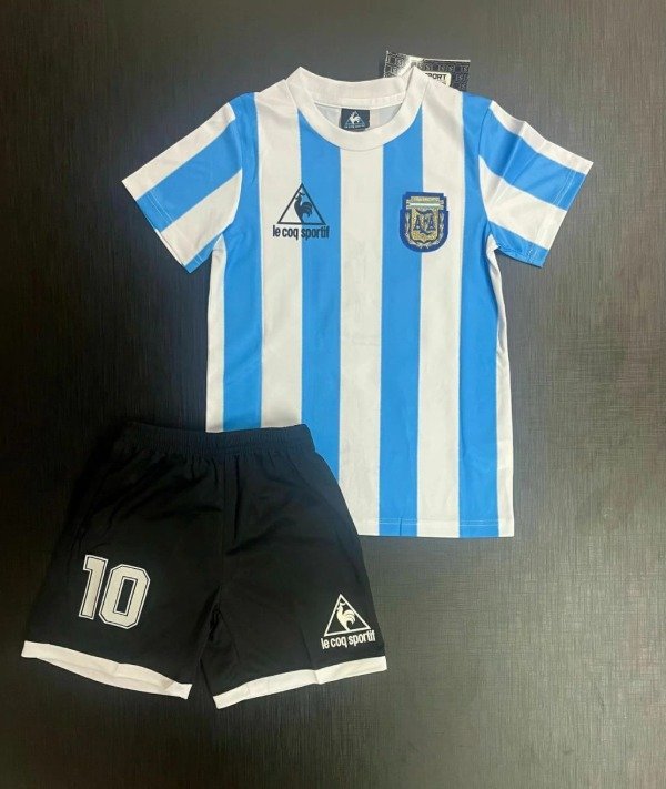 Producto - CONJUNTO AFA IMPORTADO TITULAR RETRO 1986 NIÑOS #10 MARADONA
