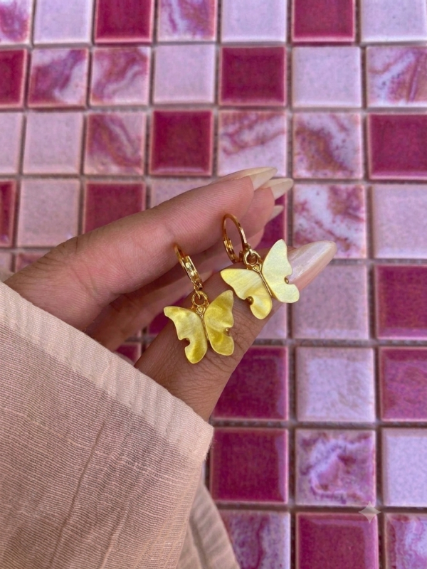 Producto - Aros Mariposa Acero Dorado amarillos
