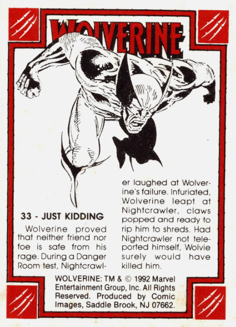 Producto - 1992 Comic Images Wolverine From Then 'Til Now II #33 - Just Kidding - 1